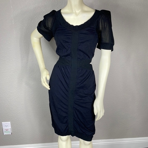 Marc by Marc Jacobs Cutout Back Dress Black Jersey Mesh Fitted Sz M - Picture 3 of 13